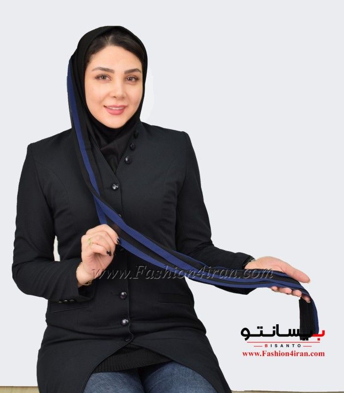 مقنعه حریر شالی سرمه‌ای