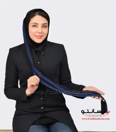 مقنعه حریر شالی سرمه‌ای