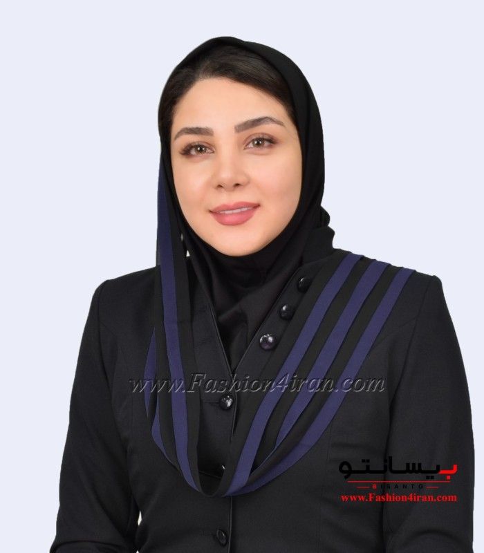 مقنعه حریر شالی سرمه‌ای کد 43