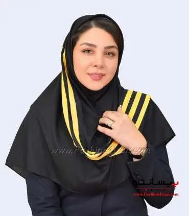 مقنعه حریر شالی زرد کد 43