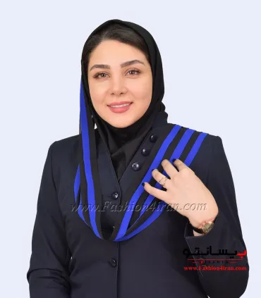 مقنعه حریر شالی آبی کد 43