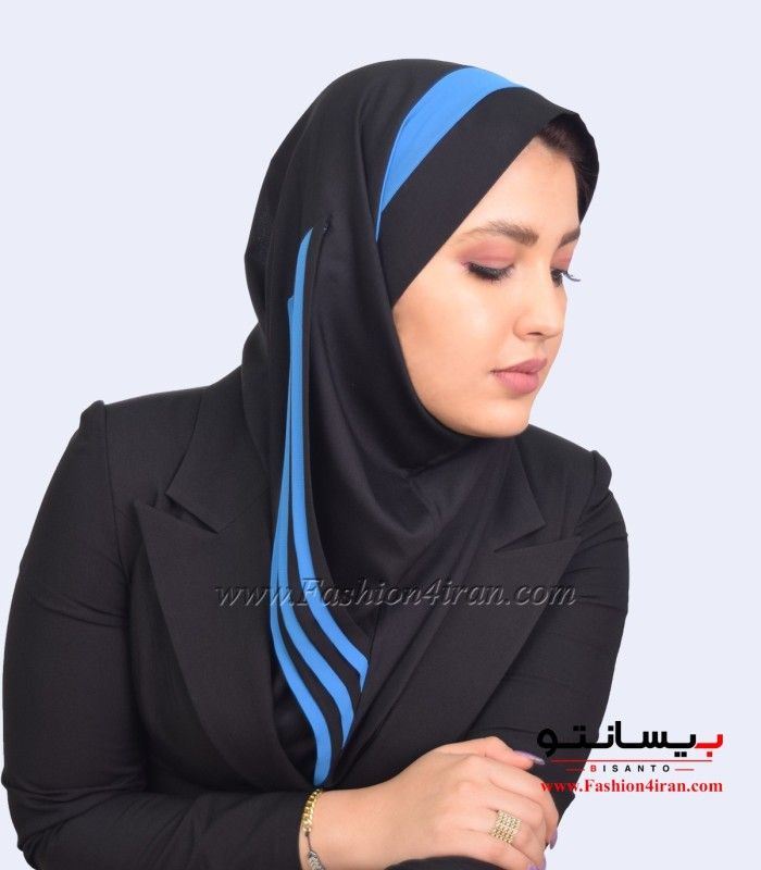 مقنعه حریر فیروزه ای کد 38