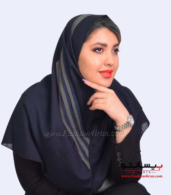 مقنعه مشکی با حریر طوسی کد 38