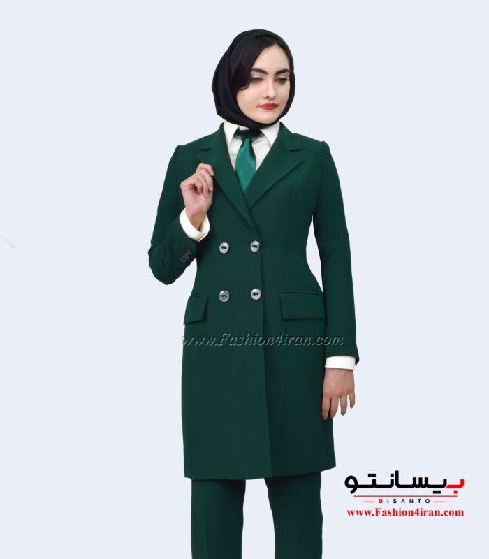 کت شلوار زنانه کرپ سبز لجنی کد 53