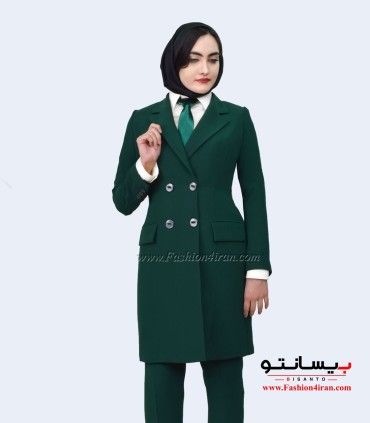 کت شلوار زنانه کرپ سبز لجنی کد 53