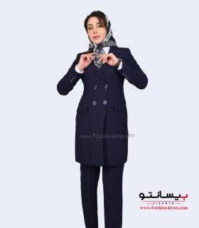 کت شلوار زنانه کرپ سرمه‌ای