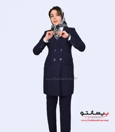 کت شلوار زنانه کرپ سرمه‌ای