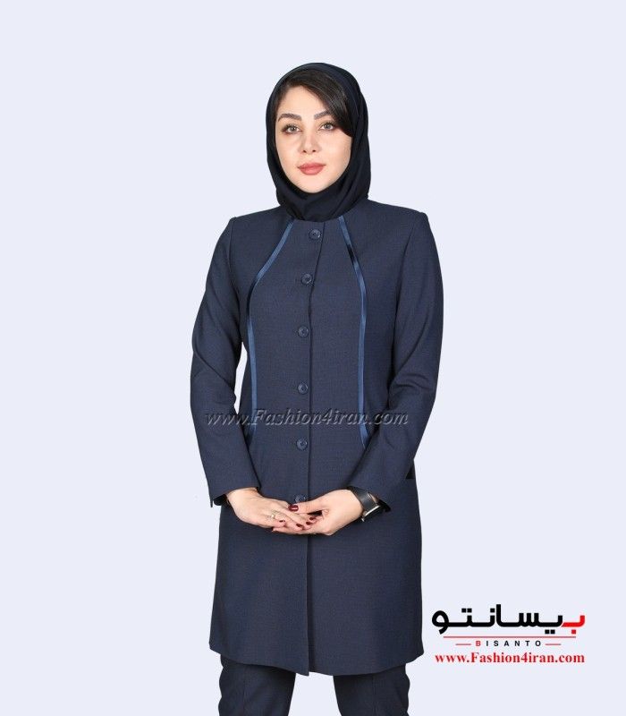 مانتو شلوار پیردوپل سرمه‌ای کد 86