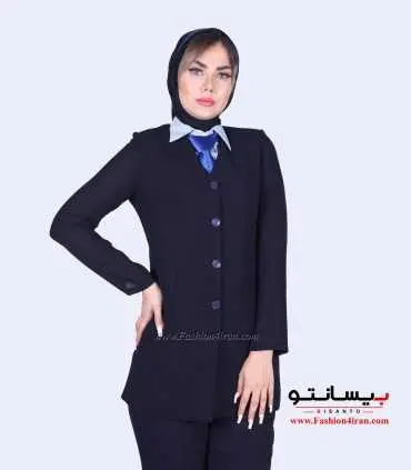 کت شلوار کرپ نازک آتی سرمه‌ای
