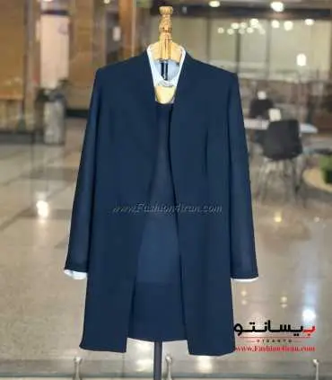 کت سارافون و شلوار کرپ نازک آتی سرمه‌ای کد 70 | سبک، شیک