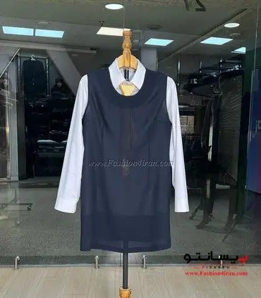 کت سارافون و شلوار کرپ نازک کره‌ای سرمه‌ای تیره کد 70