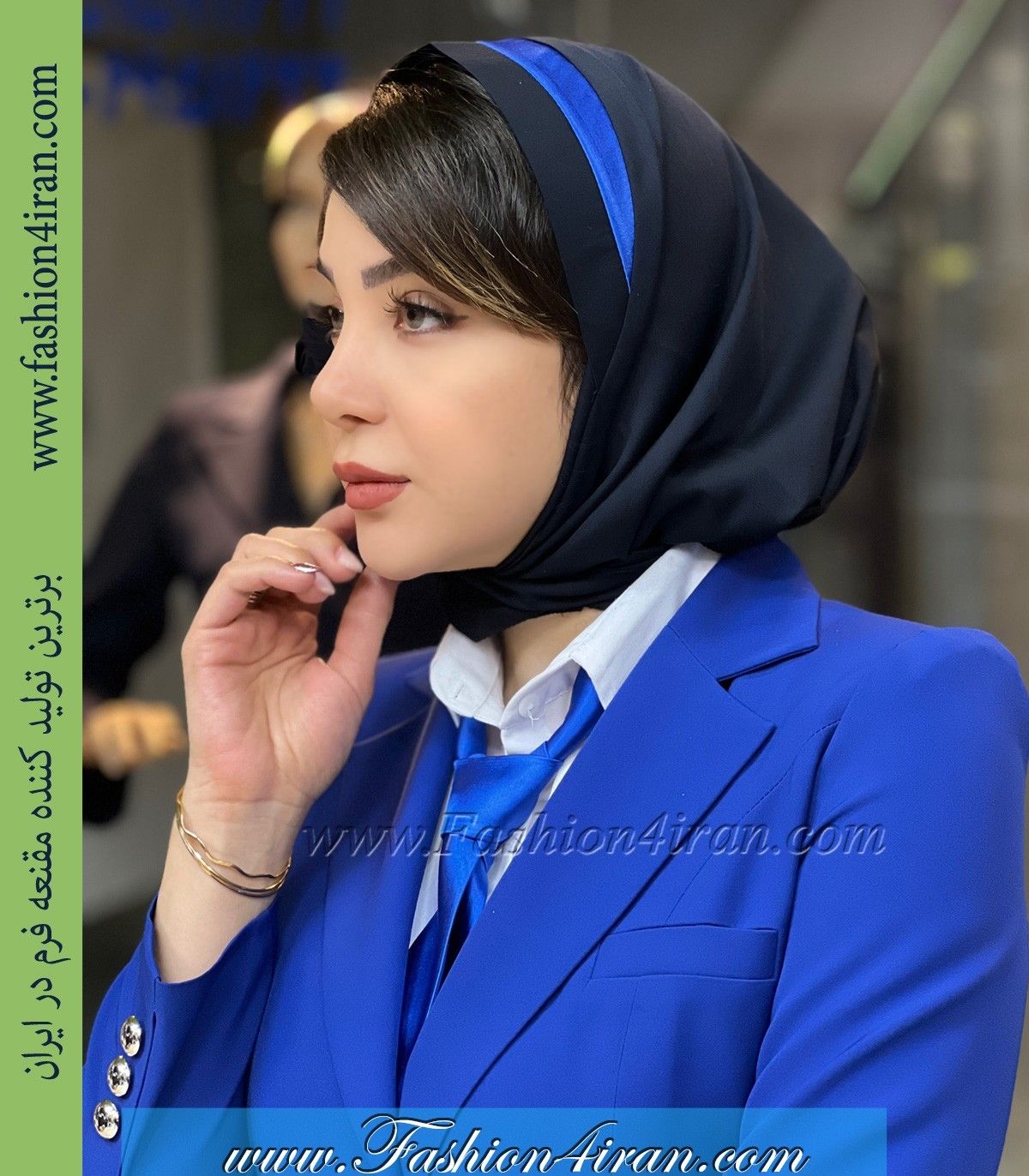 مقنعه فرم مینی اسکارفی تل آبی کد 8