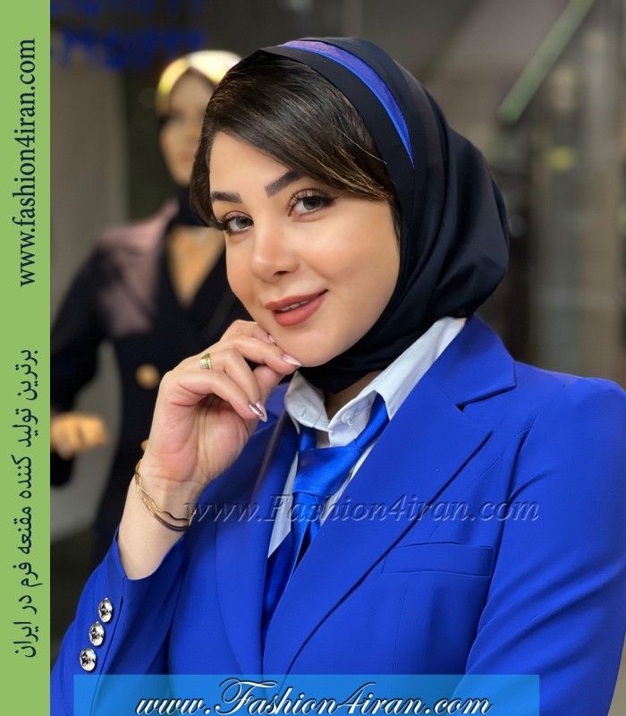 مقنعه فرم مینی اسکارفی تل آبی