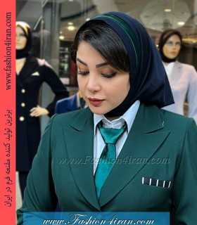 مقنعه فرم مینی اسکارفی تل سبز لجنی