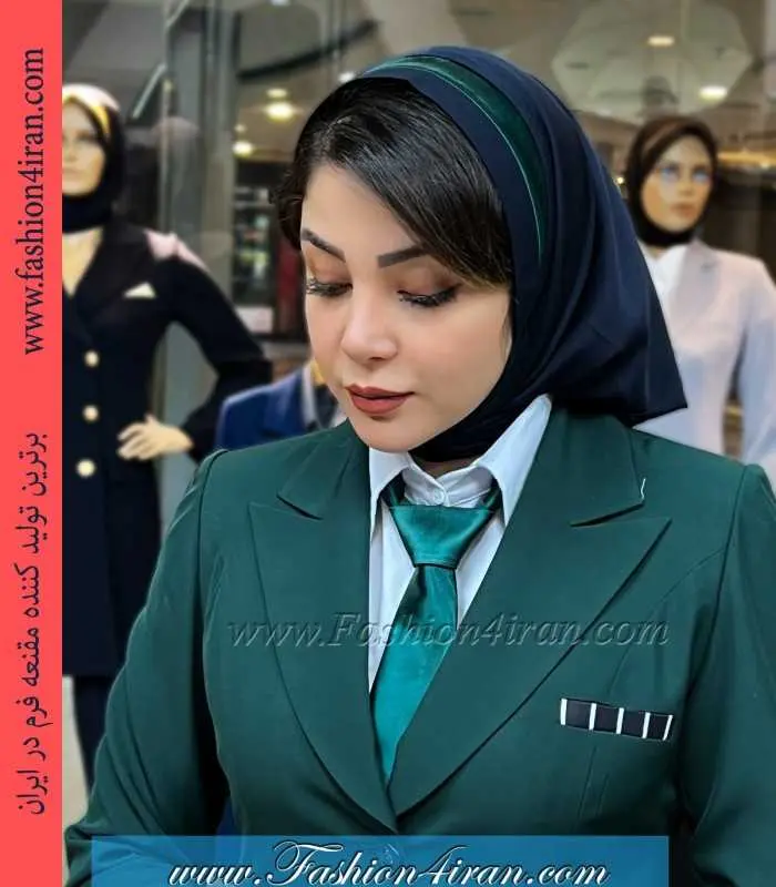 مقنعه فرم مینی اسکارفی تل سبز لجنی