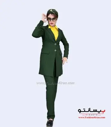 کت‌ شلوار زنانه کرپ کره جنوبی سبز لجنی کد 104
