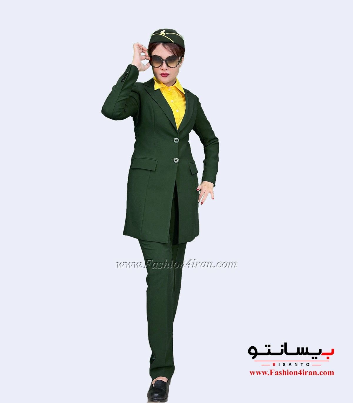 کت‌ شلوار زنانه کرپ کره جنوبی سبز لجنی کد 104 | شیک و خوش رنگ