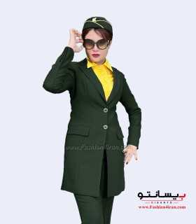 کت‌ شلوار زنانه کرپ سبز لجنی