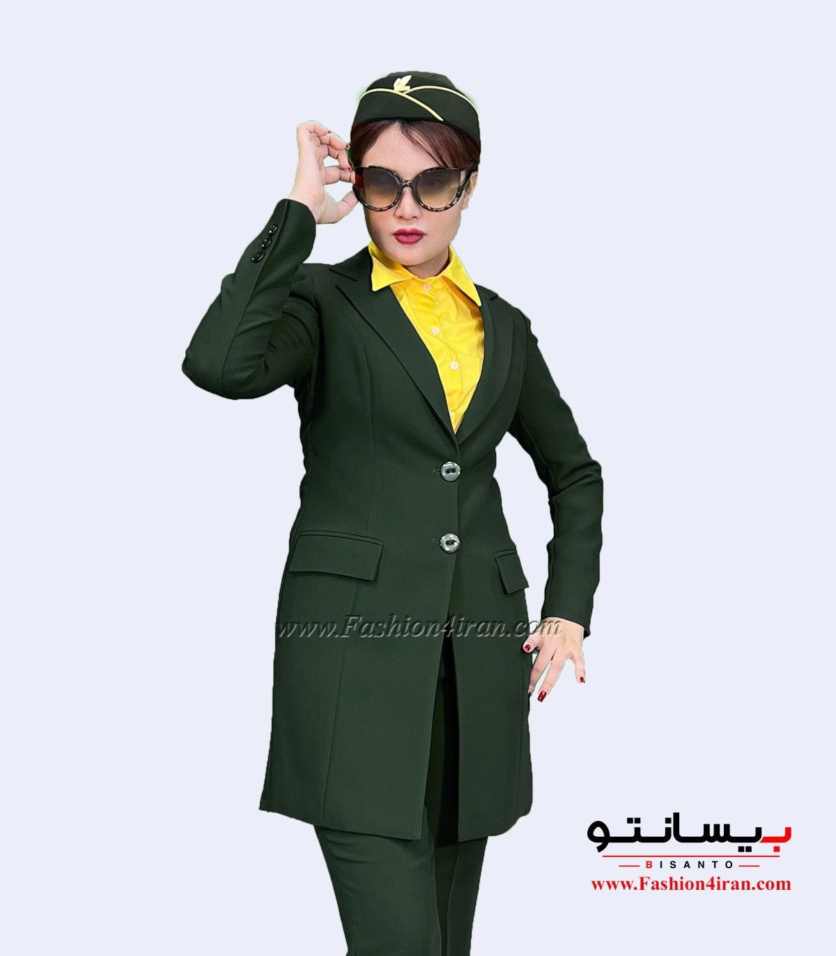 کت‌ شلوار زنانه کرپ سبز لجنی