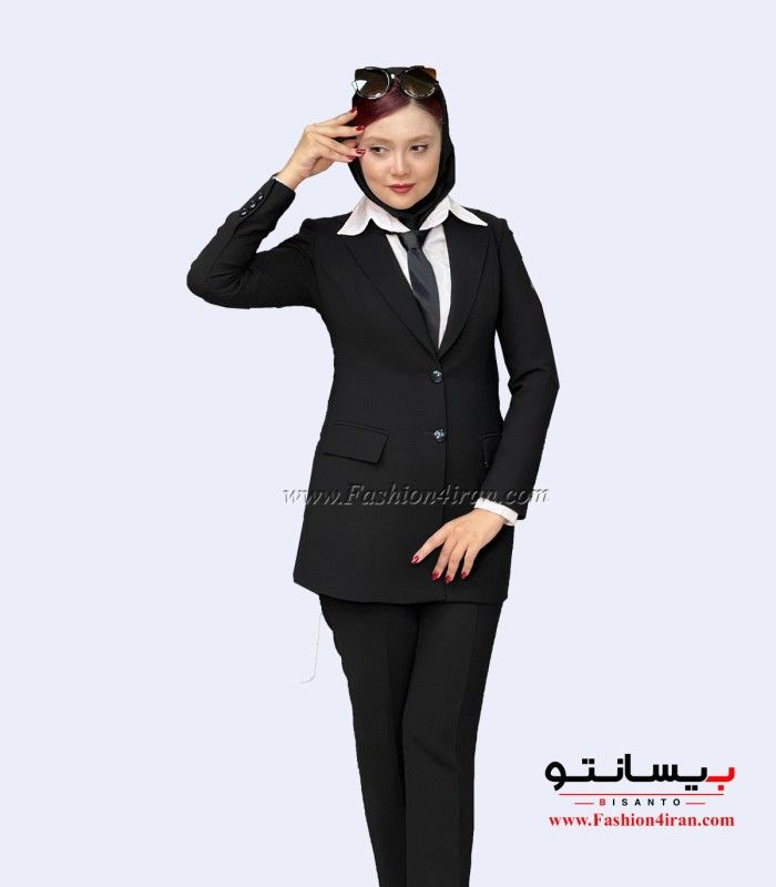 کت‌ شلوار زنانه اداری کرپ مشکی