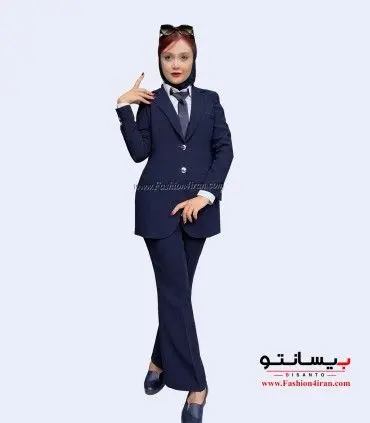 کت شلوار زنانه اداری کرپ سرمه‌ای کد 105