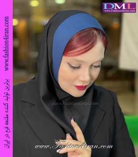 مقنعه فرم اداری تل آبی کاربنی کد 13
