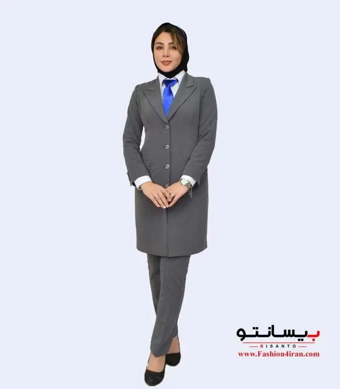 مانتو شلوار اداری پارچه فیونا طوسی کد 112