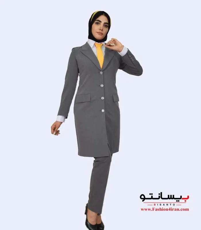 مانتو اداری با شلوار فیونا طوسی کد 112