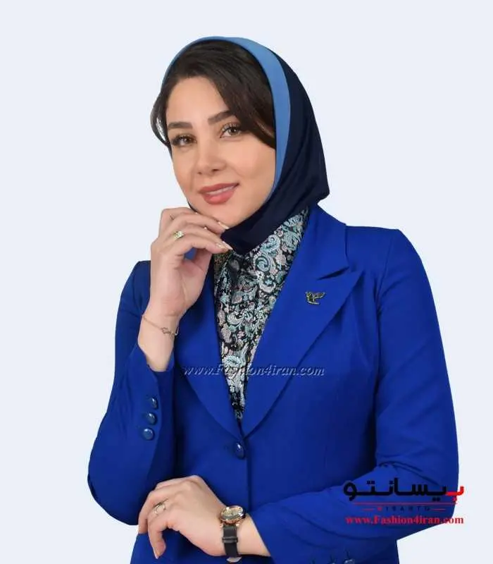 مانتو شلوار اداری کرپ مازراتی آبی