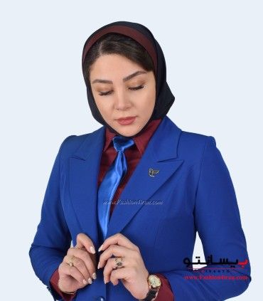 مانتو شلوار اداری پارچه کرپ مازراتی آبی کد 112