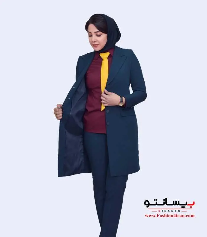 مانتو شلوار اداری فیونا آبی کد 112