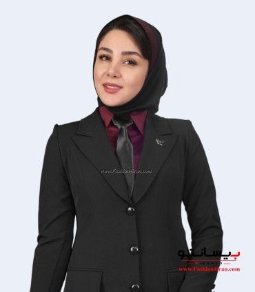 مانتو شلوار اداری کرپ مازراتی رنگ مشکی کد 112