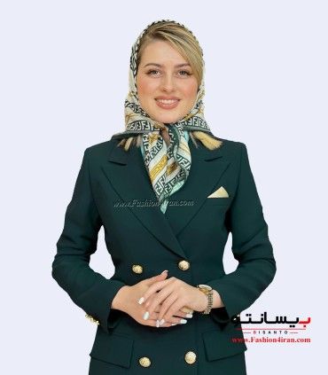 کت شلوار زنانه کرپ سبز لجنی طلایی کد 54