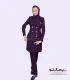 کت شلوار زنانه اداری کرپ بادمجانی طلایی کد 54