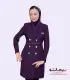 کت زنانه با شلوار کرپ بادمجانی طلایی کد 54