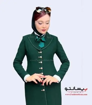 مانتو شلوار زنانه کرپ سبز لجنی طلایی کد 119