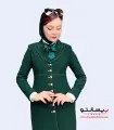 مانتو شلوار کرپ سبز لجنی طلایی کد 119