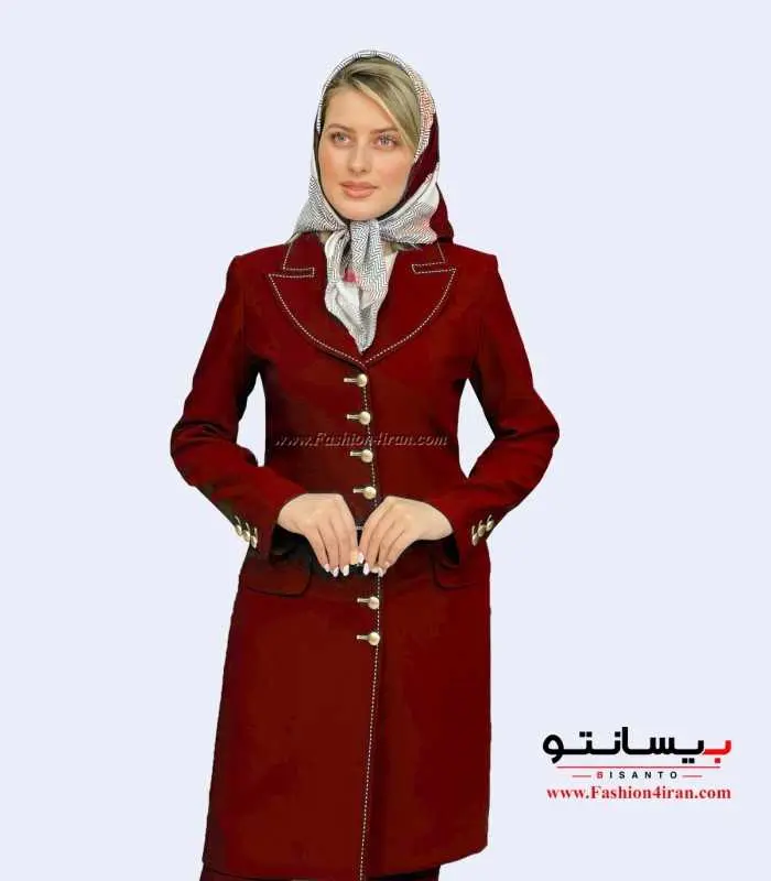 مانتو شلوار زنانه پارچه کرپ سرمه‌ای طلایی