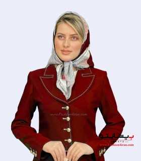 مانتو شلوار اداری کرپ زرشکی طلایی کد 119