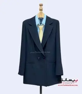 کت شلوار زنانه سرمه‌ای پارچه کرپ نازک