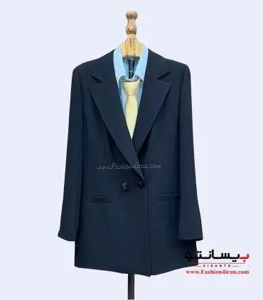 کت شلوار زنانه سرمه‌ای پارچه کرپ نازک