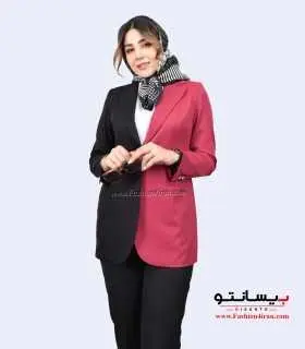 کت زنانه با شلوار فاستونی ترک رنگ سرخ آبی مشکی کد 105