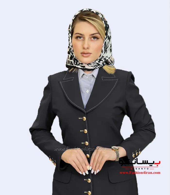 کت شلوار زنانه شیک فاستونی مشکی طلایی