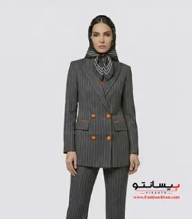 کت‌ شلوار دیپلمات ترک نوک مدادی با خرجیکار نارنجی کد 501