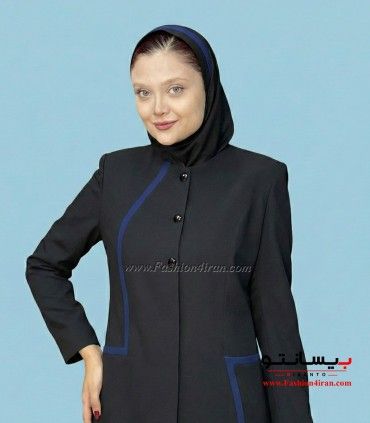 مانتو شلوار فاستونی رنگ مشکی خرجیکار آبی کد 51
