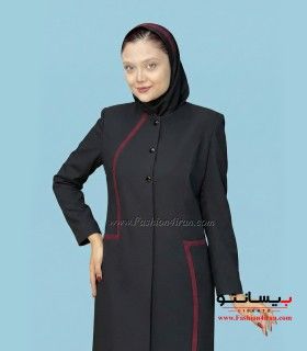 مانتو شلوار فاستونی مشکی خرجیکار زرشکی کد 51