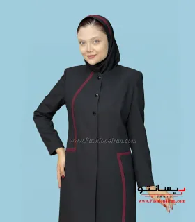 مانتو شلوار فاستونی مشکی خرجیکار زرشکی کد 51
