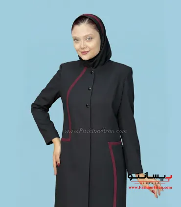 مانتو شلوار فاستونی مشکی خرجیکار زرشکی کد 51