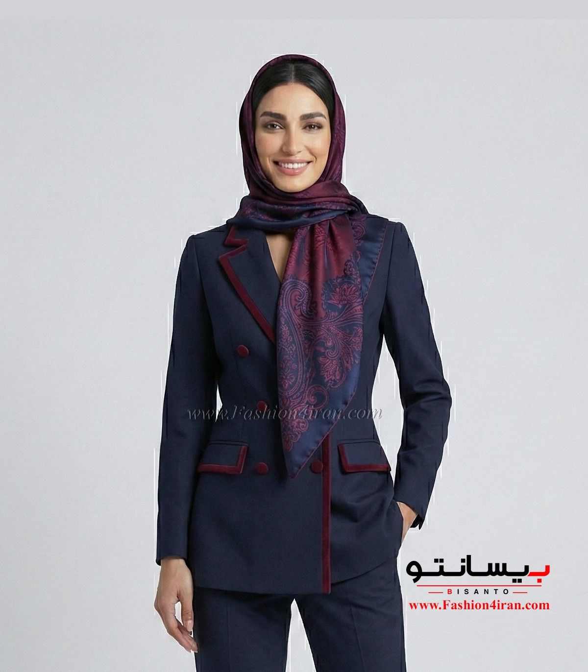 کت‌وشلوار  سرمه ای فاستونی ترک با خرجیکار زرشکی کد 501