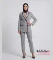 کت‌وشلوار رسمی طوسی روشن فاستونی ترک با خرجیکار زرشکی کد 501